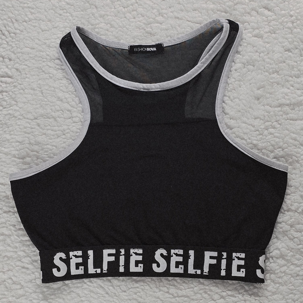 Fashion Nova Black and White Selfie Tank Top